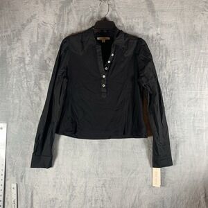 Single Thread Women's Button Up Shirt M Western Cowgirl Rodeo Black‎ Ribbed NWT